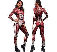 SPLADO Costume Intero Rosso per Muscoli Umani di Halloween, Collant a Maniche Lunghe per Uomo e Donna con Stampa 3D, Cosplay di Giochi di società (Color : A, Size : M)