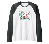 Splash And Purr - Gatto Carino con Palla di Pelo Maglia con Maniche Raglan