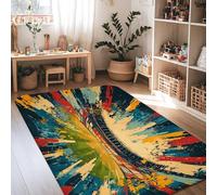 Splash Area, Tappeto astratto moderno linea curva nessuno blu a pelo basso spugna rettangolare tappeto bordo bordo tappeto per soggiorno, camera da letto, sala da pranzo, scrivania, ufficio