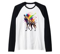 Splash Art African Wild Dog Maglia con Maniche Raglan