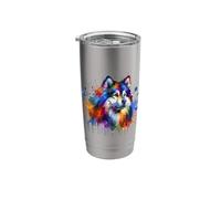Splash Art Alaskan Klee Kai Bicchiere termico in acciaio inox doppia parete