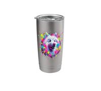 Splash Art American Eskimo Dog Bicchiere termico in acciaio inox doppia parete