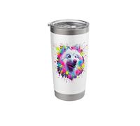 Splash Art American Eskimo Dog Bicchiere termico in acciaio inox doppia parete