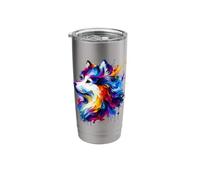 Splash Art American Eskimo Dog Bicchiere termico in acciaio inox doppia parete