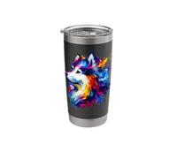 Splash Art American Eskimo Dog Bicchiere termico in acciaio inox doppia parete