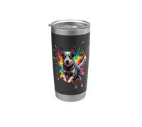 Splash Art Australian Cattle Dog Bicchiere termico in acciaio inox doppia parete