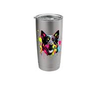 Splash Art Australian Cattle Dog Bicchiere termico in acciaio inox doppia parete