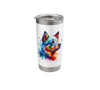 Splash Art Australian Cattle Dog Bicchiere termico in acciaio inox doppia parete