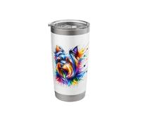 Splash Art Australian Silky Terrier Sydney Silky Bicchiere termico in acciaio inox doppia parete