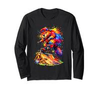 Splash Art Beaver Skateboarder Skateboarding Skateboard Maglia a Manica