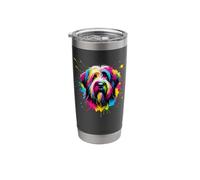 Splash Art Briard Briards Berger de Brie Dog Bicchiere termico in acciaio inox doppia parete
