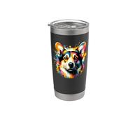 Splash Art Cardigan Welsh Corgi Corgis Bicchiere termico in acciaio inox doppia parete