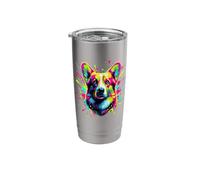 Splash Art Cardigan Welsh Corgi Corgis Bicchiere termico in acciaio inox doppia parete