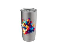Splash Art Cardigan Welsh Corgi Corgis Bicchiere termico in acciaio inox doppia parete