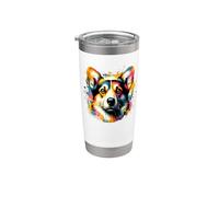 Splash Art Cardigan Welsh Corgi Corgis Bicchiere termico in acciaio inox doppia parete