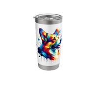 Splash Art Cardigan Welsh Corgi Corgis Bicchiere termico in acciaio inox doppia parete