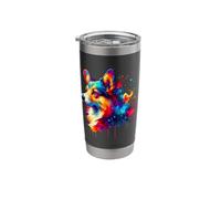 Splash Art Cardigan Welsh Corgi Corgis Bicchiere termico in acciaio inox doppia parete
