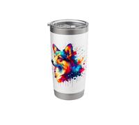 Splash Art Cardigan Welsh Corgi Corgis Bicchiere termico in acciaio inox doppia parete