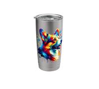 Splash Art Cardigan Welsh Corgi Corgis Bicchiere termico in acciaio inox doppia parete