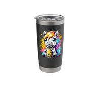 Splash Art Cavallo Tè al latte Perle di boba Tapioca Bicchiere termico in acciaio inox doppia parete