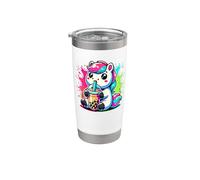 Splash Art Cavallo Tè al latte Perle di boba Tapioca Bicchiere termico in acciaio inox doppia parete