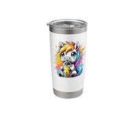 Splash Art Cavallo Tè al latte Perle di boba Tapioca Bicchiere termico in acciaio inox doppia parete