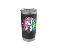 Splash Art Cavallo Tè al latte Perle di boba Tapioca Bicchiere termico in acciaio inox doppia parete