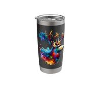 Splash Art Cervo Alce Renna Bicchiere termico in acciaio inox doppia parete