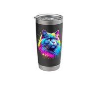 Splash Art Chartreux Carthusian Cat Bicchiere termico in acciaio inox doppia parete