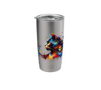 Splash Art Chartreux Carthusian Cat Bicchiere termico in acciaio inox doppia parete
