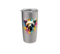Splash Art Chinese Crested Dog Crestie Bicchiere termico in acciaio inox doppia parete