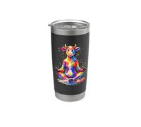 Splash Art Cow Meditating Yoga Workout Meditation Meditate Bicchiere termico in acciaio inox doppia parete