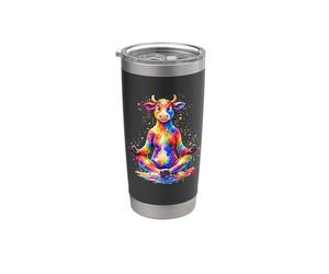 Splash Art Cow Meditating Yoga Workout Meditation Meditate Bicchiere termico in acciaio inox doppia parete