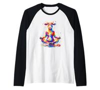 Splash Art Cow Meditating Yoga Workout Meditation Meditate Maglia con Maniche Raglan