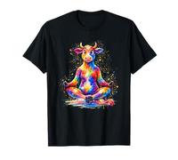 Splash Art Cow Meditating Yoga Workout Meditation Meditate Maglietta