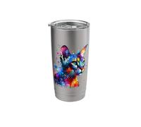 Splash Art Egyptian Mau Cat Egyptian Maus Bicchiere termico in acciaio inox doppia parete