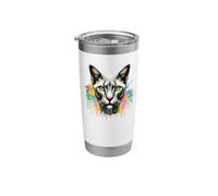 Splash Art Egyptian Mau Cat Egyptian Maus Bicchiere termico in acciaio inox doppia parete