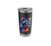 Splash Art Egyptian Mau Cat Egyptian Maus Bicchiere termico in acciaio inox doppia parete