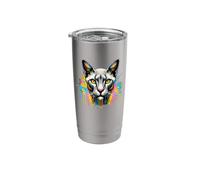 Splash Art Egyptian Mau Cat Egyptian Maus Bicchiere termico in acciaio inox doppia parete