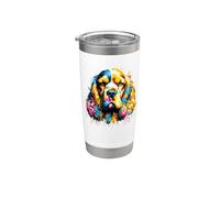 Splash Art English Springer Spaniel Sprocker Bicchiere termico in acciaio inox doppia parete