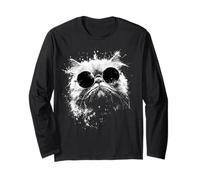 Splash Art Grunge Style Himalayan Cat Indossa Sfumature Maglia a Manica