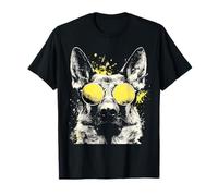 Splash Art Grunge Style Pastore Tedesco Cane con Sfumature Maglietta