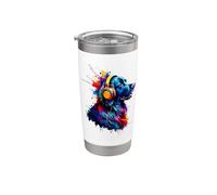 Splash Art Headphones Flat-Coated Retriever Flatcoat Bicchiere termico in acciaio inox doppia parete