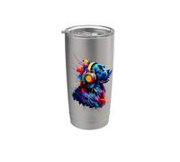 Splash Art Headphones Flat-Coated Retriever Flatcoat Bicchiere termico in acciaio inox doppia parete