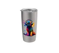 Splash Art Headphones Griffon Belge Brussels Griffon Bicchiere termico in acciaio inox doppia parete