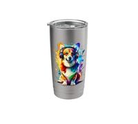 Splash Art Headphones Pembroke Welsh Corgi Corgis Bicchiere termico in acciaio inox doppia parete