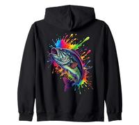 Splash Art Largemouth Bass Fishing Felpa con Cappuccio