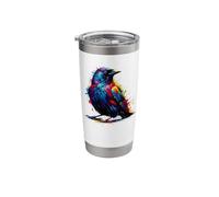 Splash Art Merlo Birdwatcher Birdwatching Bicchiere termico in acciaio inox doppia parete