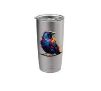 Splash Art Merlo Birdwatcher Birdwatching Bicchiere termico in acciaio inox doppia parete