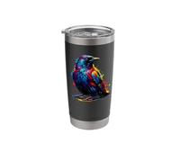 Splash Art Merlo Birdwatcher Birdwatching Bicchiere termico in acciaio inox doppia parete